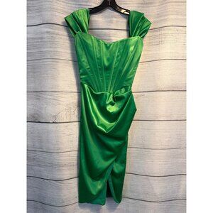 Gigii's Jasmin Draped Green Off Shoulder Corset Dress Size XS